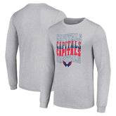 Washington Capitals Starter Four Team Name Logo Long Sleeve Graphic T-Shirt - Heather Gray | NHL online