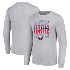 Washington Capitals Starter Four Team Name Logo Long Sleeve Graphic T-Shirt - Heather Gray | NHL online