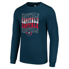 Washington Capitals Starter Four Team Name Logo Long Sleeve Graphic T-Shirt - Navy | NHL Lifestyle