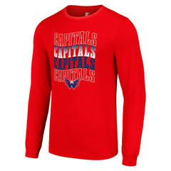 Washington Capitals Starter Four Team Name Logo Long Sleeve Graphic T-Shirt - Red | NHL Clearance