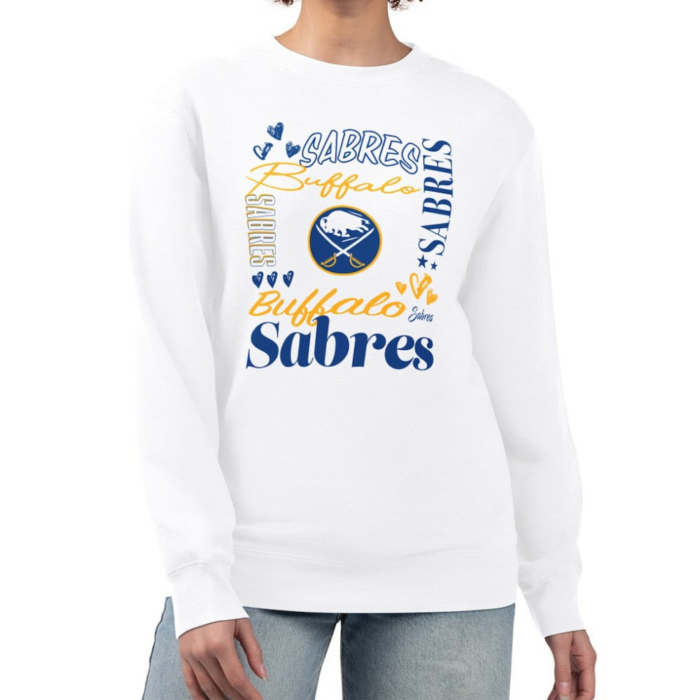 Buffalo Sabres G-III 4Her by Carl Banks Women's Collage Graphic Fleece Long Sleeve Pullover Sweatshirt - White | NHL online