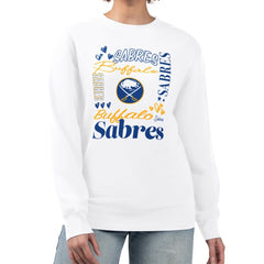 Buffalo Sabres G-III 4Her by Carl Banks Women's Collage Graphic Fleece Long Sleeve Pullover Sweatshirt - White | NHL online
