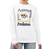 Nashville Predators G-III 4Her by Carl Banks Women's Collage Graphic Fleece Long Sleeve Pullover Sweatshirt - White | NHL near me