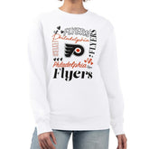 Philadelphia Flyers G-III 4Her by Carl Banks Women's Collage Graphic Fleece Long Sleeve Pullover Sweatshirt - White | NHL Clearance