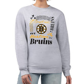 Boston Bruins G-III 4Her by Carl Banks Women's Collage Graphic Fleece Long Sleeve Pullover Sweatshirt - Heather Gray | NHL Clearance