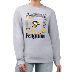 Pittsburgh Penguins G-III 4Her by Carl Banks Women's Collage Graphic Fleece Long Sleeve Pullover Sweatshirt - Heather Gray | NHL on sale