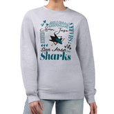 San Jose Sharks G-III 4Her by Carl Banks Women's Collage Graphic Fleece Long Sleeve Pullover Sweatshirt - Heather Gray | NHL online