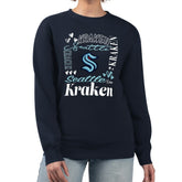 Seattle Kraken G-III 4Her by Carl Banks Women's Collage Graphic Fleece Long Sleeve Pullover Sweatshirt - Deep Sea Blue | NHL on sale