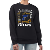St. Louis Blues G-III 4Her by Carl Banks Women's Collage Graphic Fleece Long Sleeve Pullover Sweatshirt - Black | NHL on sale