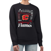 Calgary Flames G-III 4Her by Carl Banks Women's Collage Graphic Fleece Long Sleeve Pullover Sweatshirt - Black | NHL Lifestyle