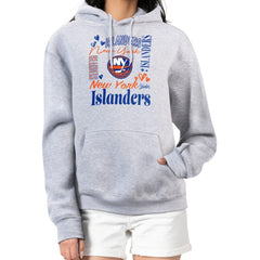 New York Islanders G-III 4Her by Carl Banks Women's Collage Team Graphic Fleece Pullover Hoodie - Heather Gray | NHL near me