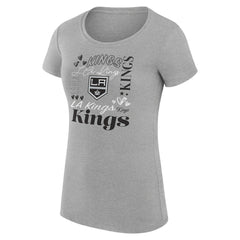 Los Angeles Kings G-III 4Her by Carl Banks Women's Super-Slim Fit Lightweight Collage Team Graphic T-Shirt - Heather Gray | NHL Lifestyle