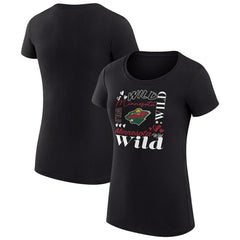 Minnesota Wild G-III 4Her by Carl Banks Women's Super-Slim Fit Lightweight Collage Team Graphic T-Shirt - Black | NHL near me