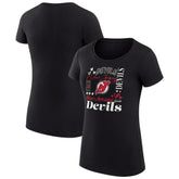 New Jersey Devils G-III 4Her by Carl Banks Women's Super-Slim Fit Lightweight Collage Team Graphic T-Shirt - Black | NHL sale
