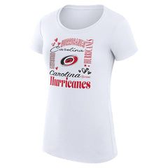 Carolina Hurricanes G-III 4Her by Carl Banks Women's Super-Slim Fit Lightweight Collage Team Graphic T-Shirt - White | NHL Clearance
