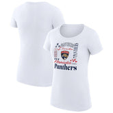 Florida Panthers G-III 4Her by Carl Banks Women's Super-Slim Fit Lightweight Collage Team Graphic T-Shirt - White | NHL Clearance