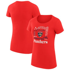 Florida Panthers G-III 4Her by Carl Banks Women's Super-Slim Fit Lightweight Collage Team Graphic T-Shirt - Red | NHL Lifestyle