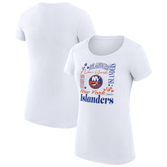 New York Islanders G-III 4Her by Carl Banks Women's Super-Slim Fit Lightweight Collage Team Graphic T-Shirt - White | NHL sale