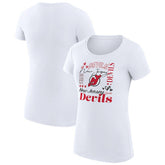 New Jersey Devils G-III 4Her by Carl Banks Women's Super-Slim Fit Lightweight Collage Team Graphic T-Shirt - White | NHL sale