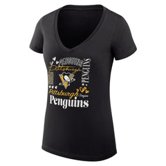 Pittsburgh Penguins G-III 4Her by Carl Banks Women's Super-Slim Fit Lightweight Collage Team Graphic T-Shirt - Black | NHL on sale