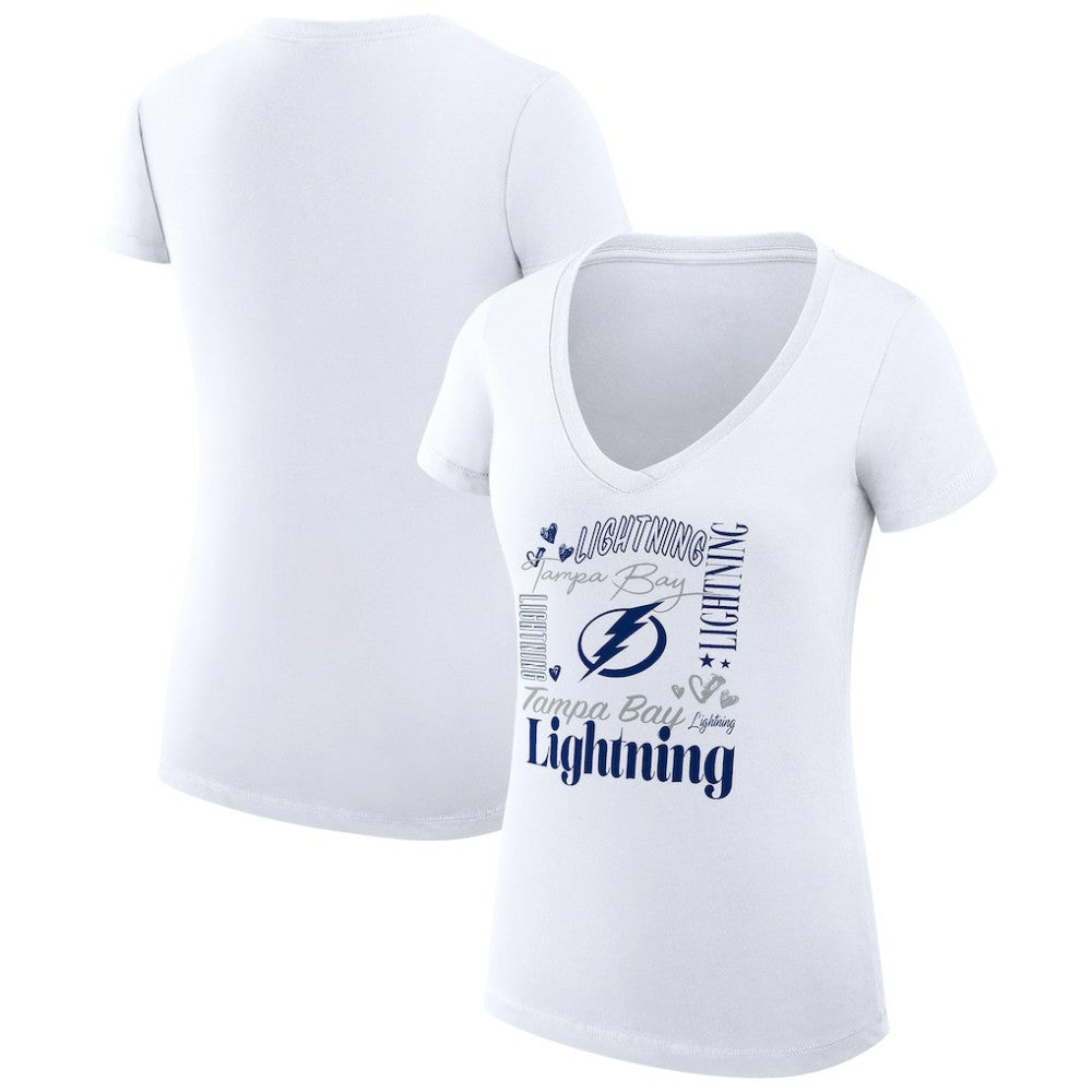 Tampa Bay Lightning G-III 4Her by Carl Banks Women's Super-Slim Fit Lightweight Collage Team Graphic T-Shirt - White | NHL near me