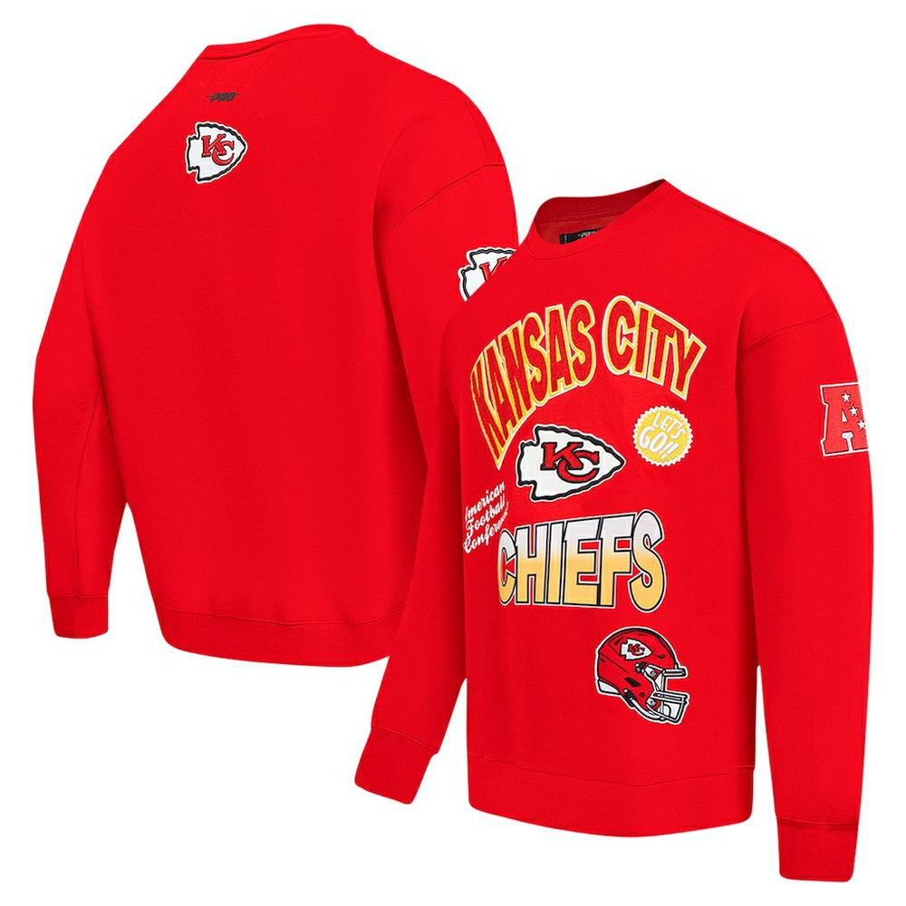Kansas City Chiefs Pro Standard Turn It Up Drop Shoulder Pullover Sweatshirt - Red - NFL