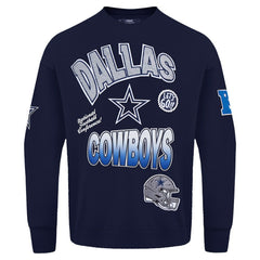 Dallas Cowboys Pro Standard Turn It Up Drop Shoulder Pullover Sweatshirt - Navy - NFL