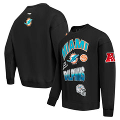 Miami Dolphins Pro Standard Turn It Up Drop Shoulder Pullover Sweatshirt - Black - NFL