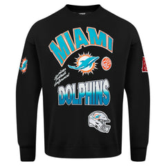 Miami Dolphins Pro Standard Turn It Up Drop Shoulder Pullover Sweatshirt - Black - NFL