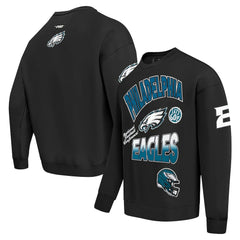 Philadelphia Eagles Pro Standard Turn It Up Drop Shoulder Pullover Sweatshirt - Black - NFL