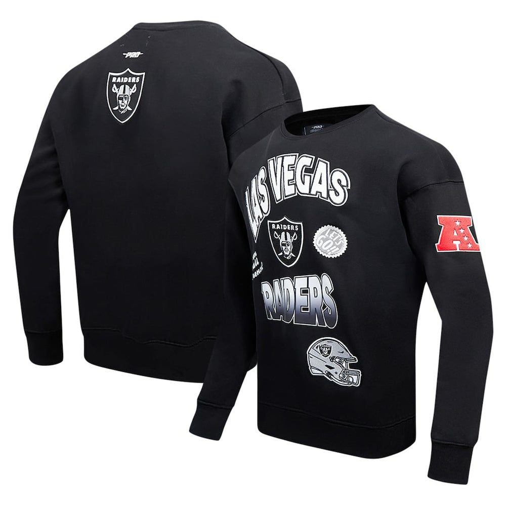 Las Vegas Raiders Pro Standard Turn It Up Drop Shoulder Pullover Sweatshirt - Black - NFL