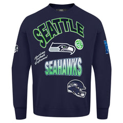 Seattle Seahawks Pro Standard Turn It Up Drop Shoulder Pullover Sweatshirt - College Navy - NFL