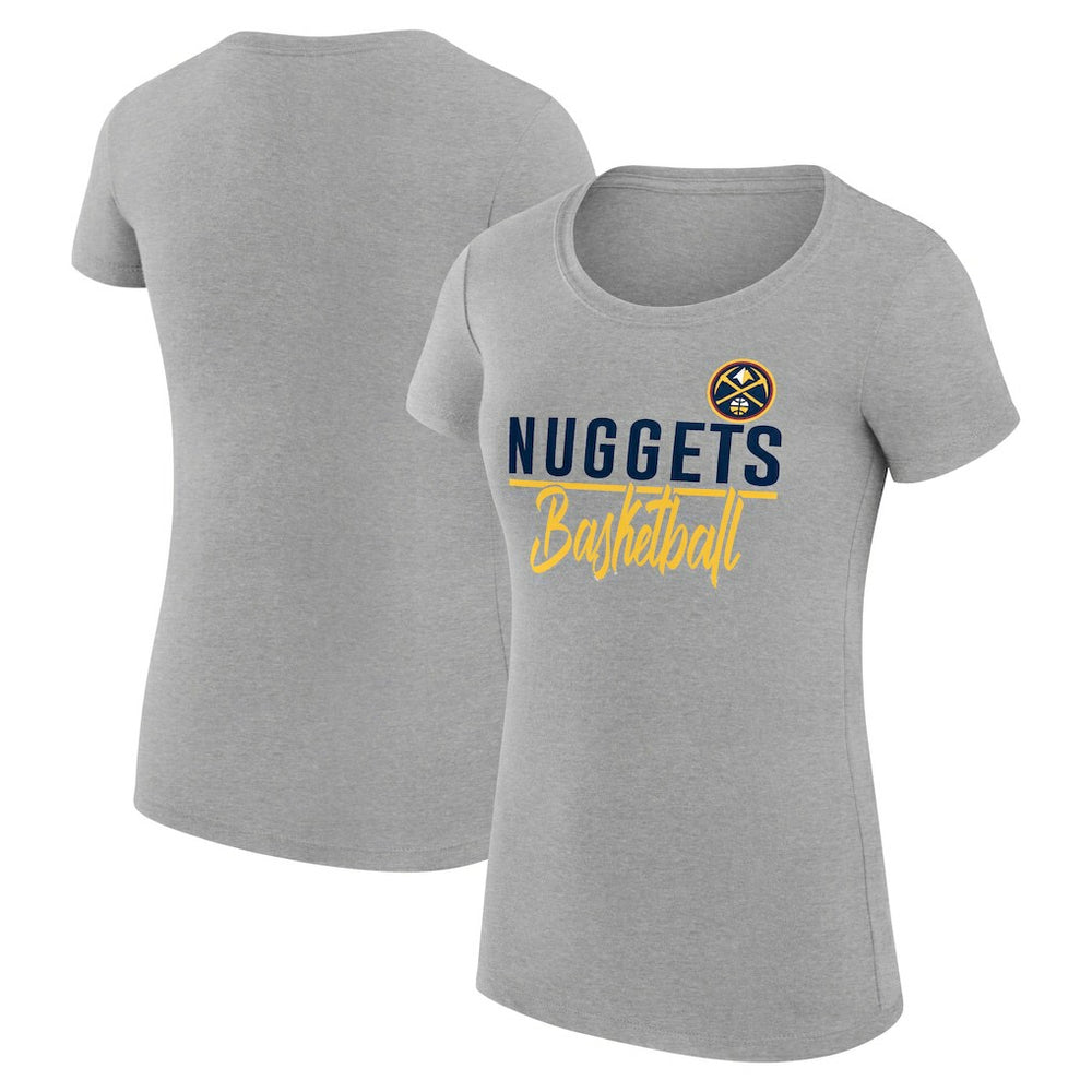 Denver Nuggets G-III 4Her by Carl Banks Women's Super-Slim Fit Lightweight Team Sport V-Neck T-Shirt Heather Gray
