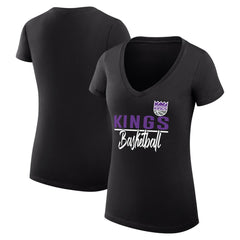 Sacramento Kings G-III 4Her by Carl Banks Women's Super-Slim Fit Lightweight Team Sport V-Neck T-Shirt Black