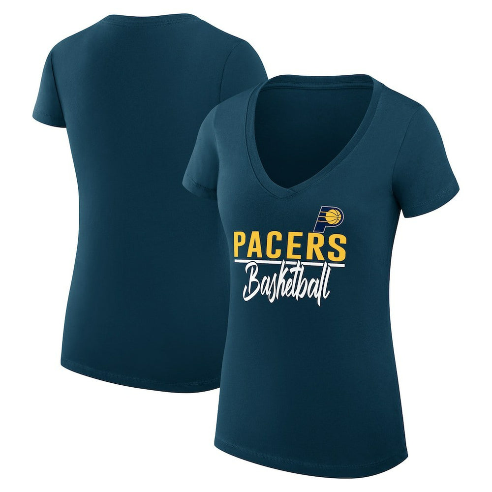 Indiana Pacers G-III 4Her by Carl Banks Women's Super-Slim Fit Lightweight Team Sport V-Neck T-Shirt Navy