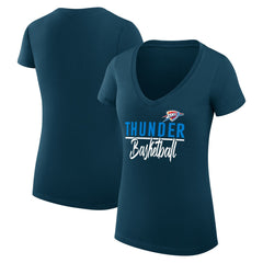 Oklahoma City Thunder G-III 4Her by Carl Banks Women's Super-Slim Fit Lightweight Team Sport V-Neck T-Shirt Navy