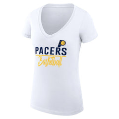 Indiana Pacers G-III 4Her by Carl Banks Women's Super-Slim Fit Lightweight Team Sport V-Neck T-Shirt White