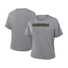 Las Vegas Raiders Women's Swing Pass Tri-Blend Boxy T-Shirt - Heather Gray - Fanatics