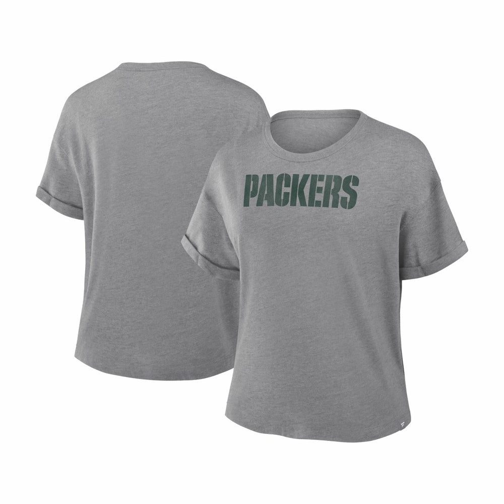 Green Bay Packers Women's Swing Pass Tri-Blend Boxy T-Shirt - Heather Gray - Fanatics