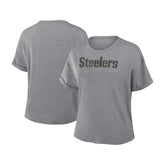 Pittsburgh Steelers Women's Swing Pass Tri-Blend Boxy T-Shirt - Heather Gray - Fanatics