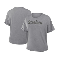 Pittsburgh Steelers Women's Swing Pass Tri-Blend Boxy T-Shirt - Heather Gray - Fanatics