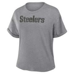 Pittsburgh Steelers Women's Swing Pass Tri-Blend Boxy T-Shirt - Heather Gray - Fanatics