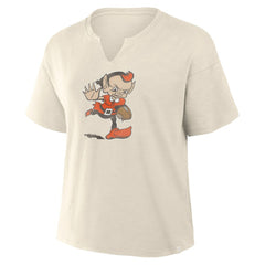 Cleveland Browns Women's Trick Play Slub Boxy T-Shirt - Cream - Fanatics