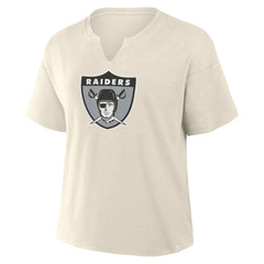 Las Vegas Raiders Women's Trick Play Slub Boxy T-Shirt - Cream - Fanatics
