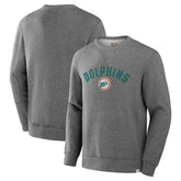 Miami Dolphins Loop Terry Pullover Sweatshirt - Heather Gray - Fanatics