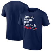 Houston Texans Stroud, Mixon, Dell, Collins & Diggs T-Shirt - Navy - NFL