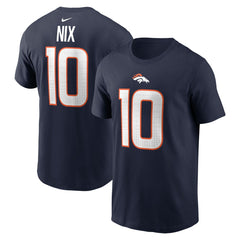 Bo Nix Denver Broncos Player Name & Number T-Shirt - Navy - Nike