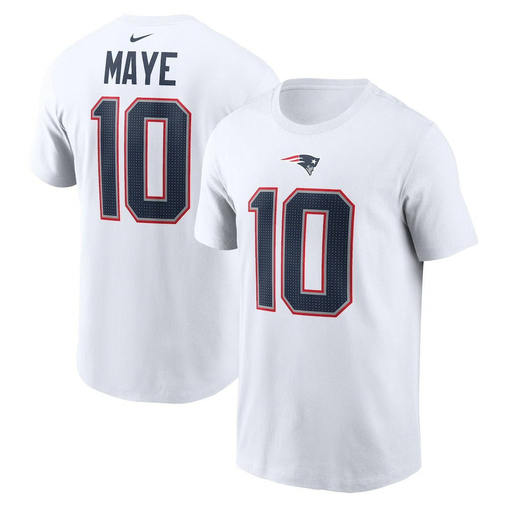 Drake Maye New England Patriots Player Name & Number T-Shirt - White - Nike