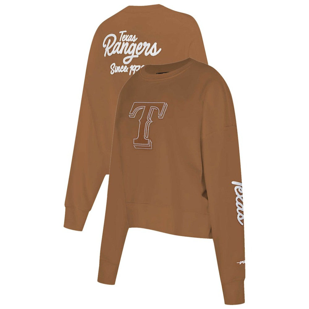 Texas Rangers Pro Standard Women's Paint The City Pullover Cropped Sweatshirt Sale