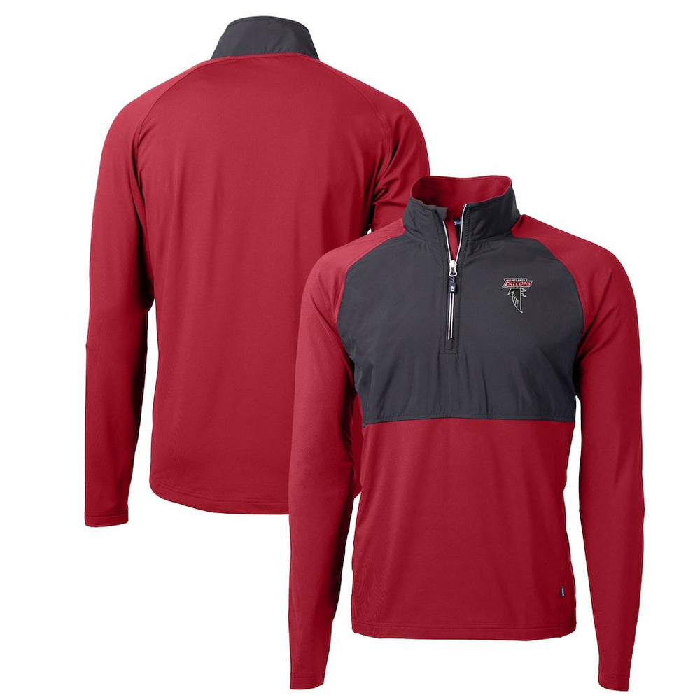 Atlanta Falcons Cutter & Buck Adapt Eco Knit Hybrid Recycled Raglan DryTec Quarter-Zip Top - Red - NFL